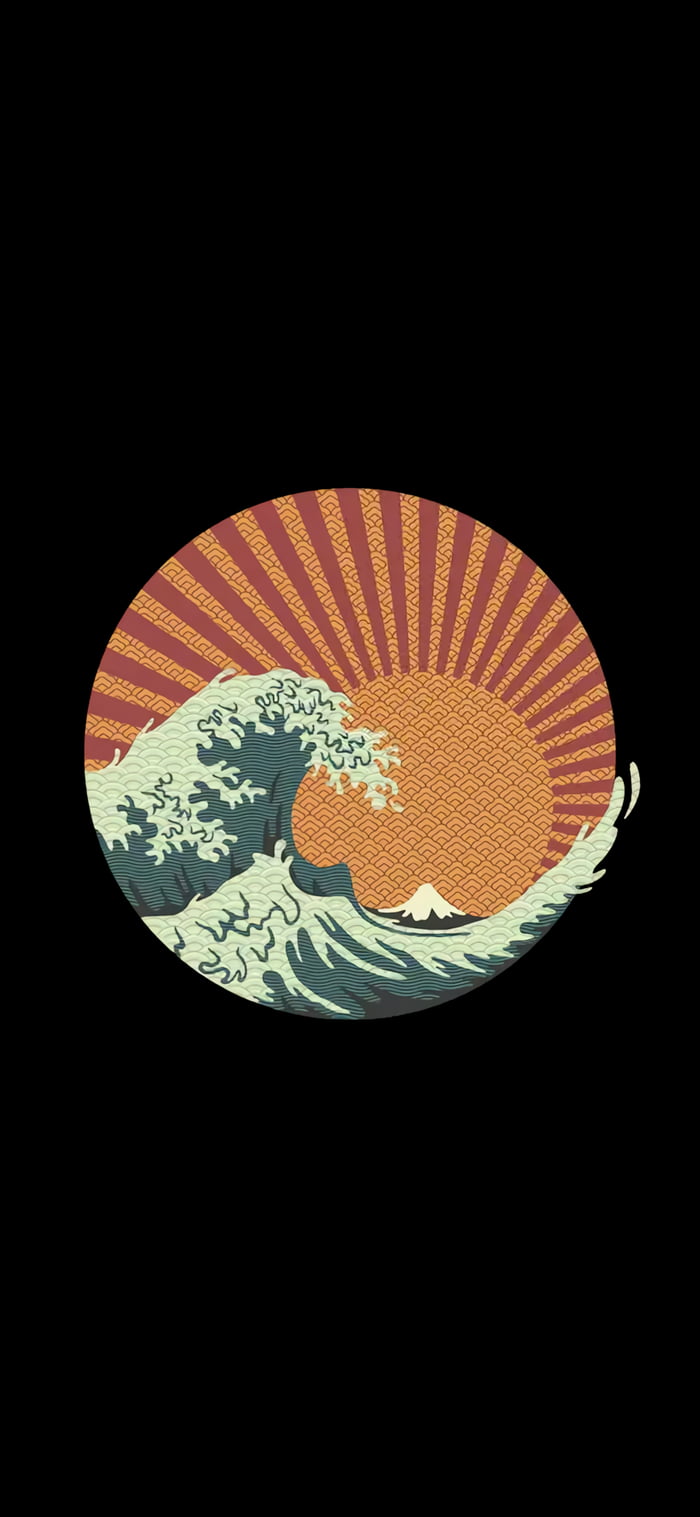 Kanagawa Wave Japanese Pattern Design (1440x3120) - 9GAG