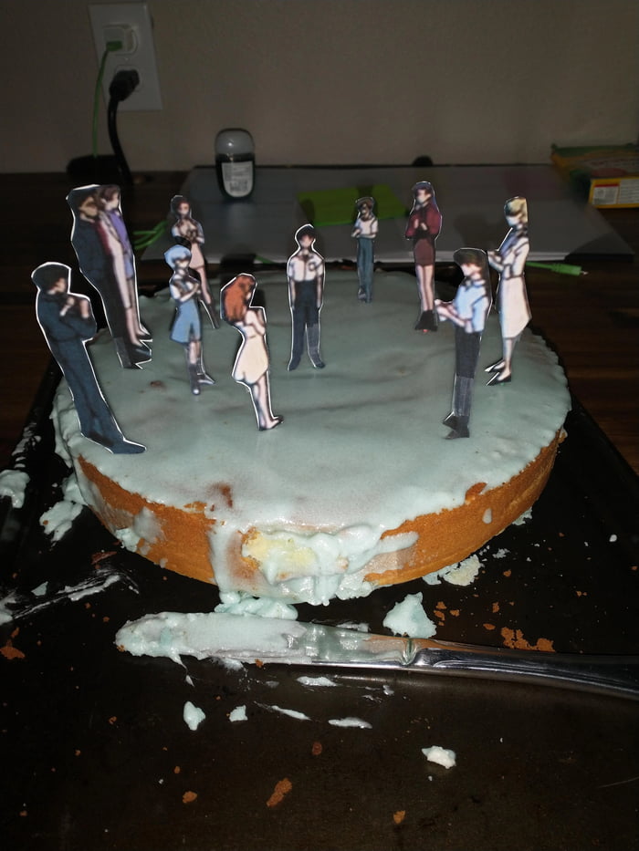 Evangelion cake with hospital scene inspired frosting. 9GAG