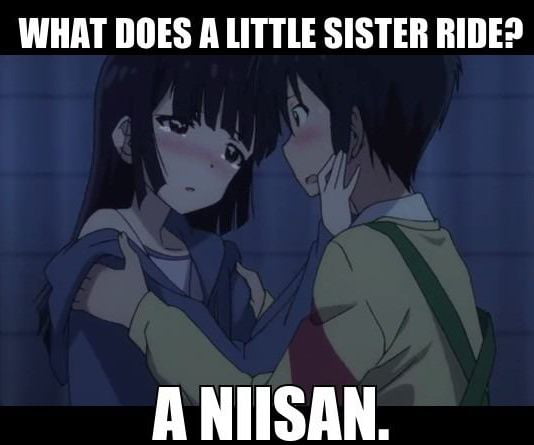 What does a little sister ride? 