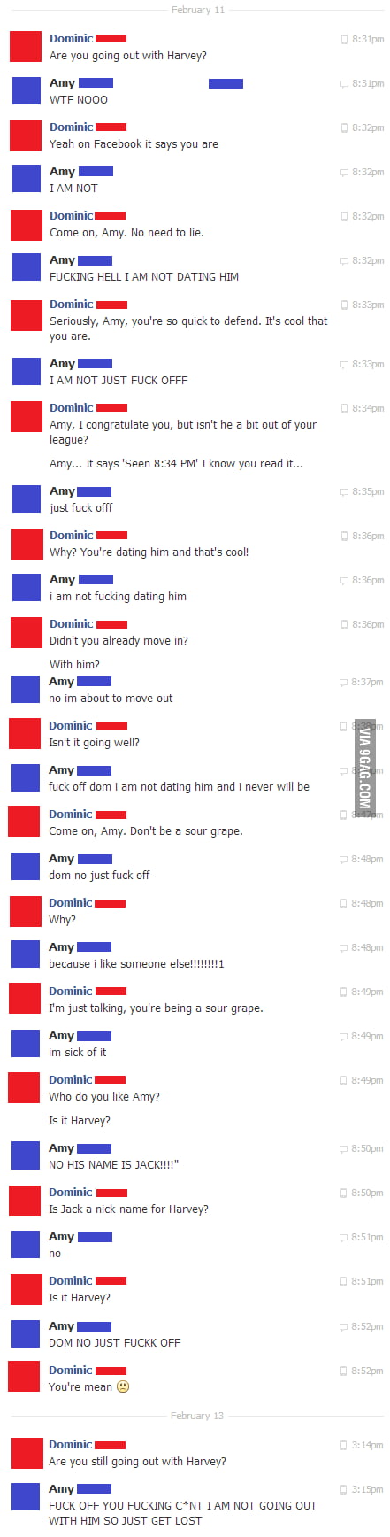 I have absolutely NO idea why she blocked me. - 9GAG