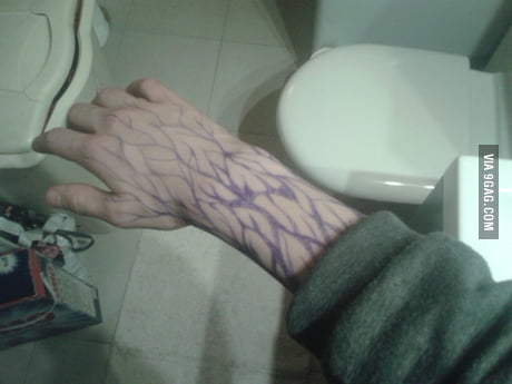 Asked Little Brother To Draw A Pen Tattoo On My Hand Was