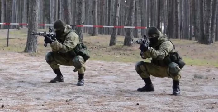 Russian soldiers practice tactical Slav squat. - 9GAG