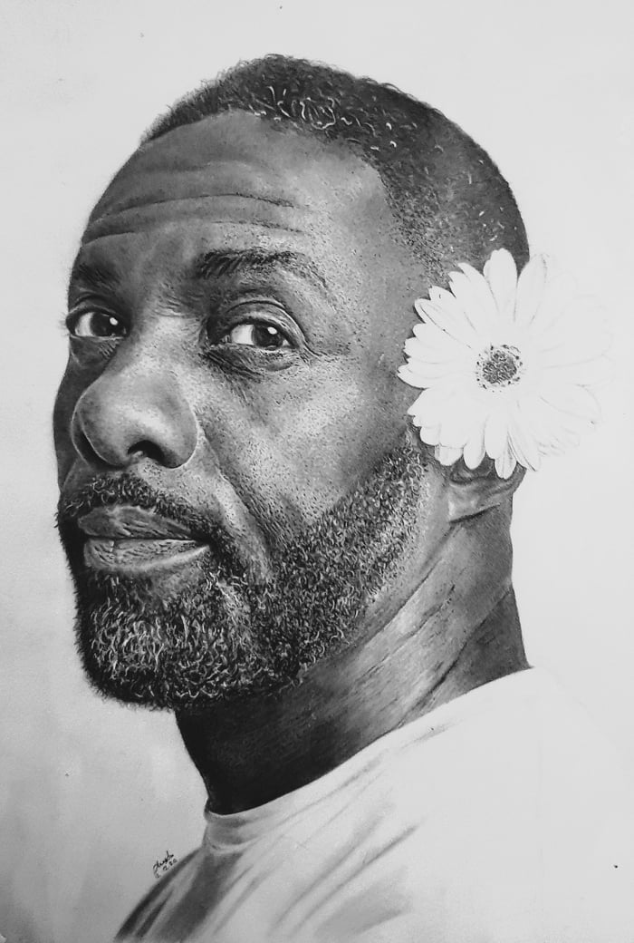 Drawing of Idris Elba 9GAG