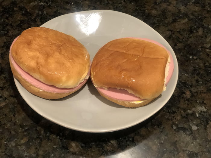 Tonight’s dinner Bologna with mayo on a hamburger bun 9GAG