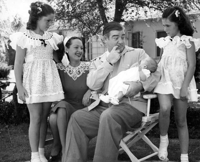 Lou Costello with his wife Anne and their daughters Patricia, Carole