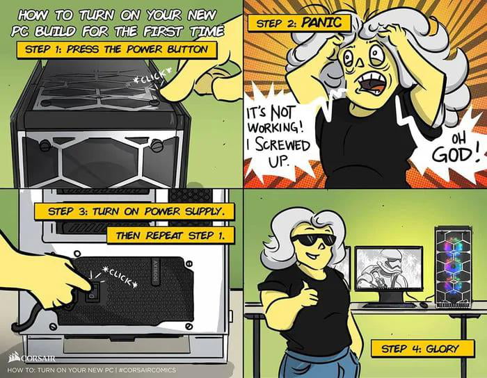 How to turn on your new pc build for the first time - 9GAG