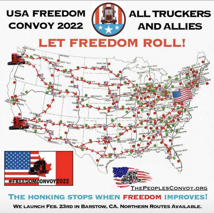 USA FREEDOM ALL TRUCKERS CONVOY 2022 AND ALLIES 9GAG