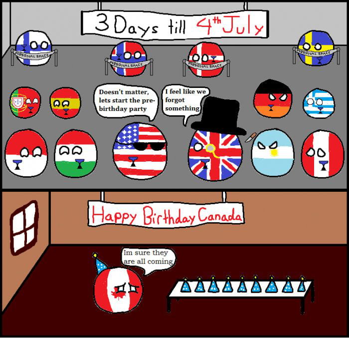 Every year people forget about Canada day - Countryballs.