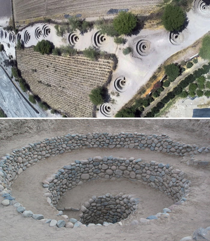 Cantalloc Aqueducts Built By The Nazca People In The Peruvian Desert 