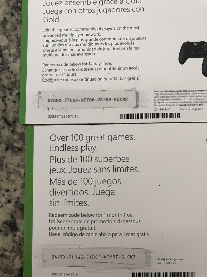 1 month free xbox live code