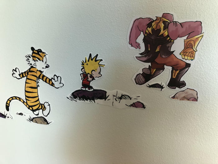 My College Dorm Hall is Calvin and Hobbes themed, so l drew Thanos running ...
