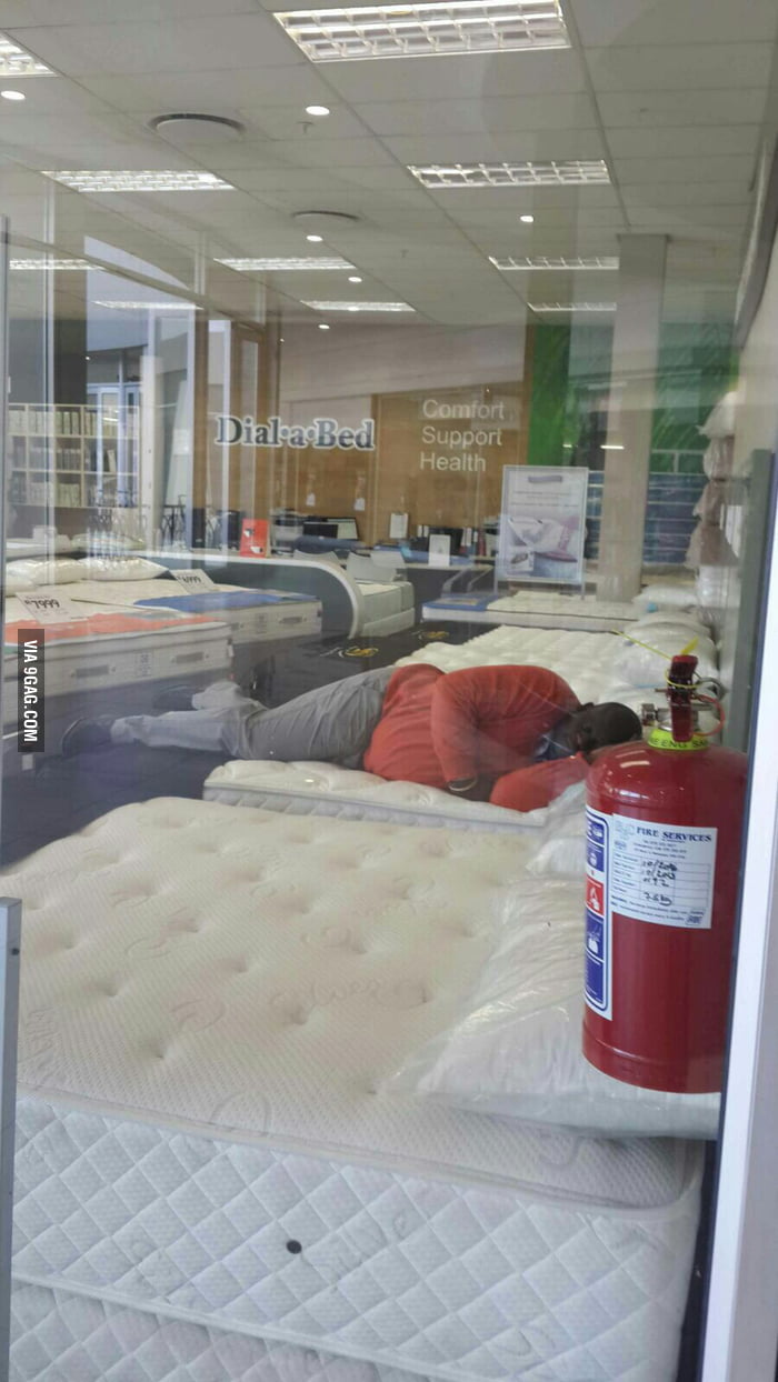 The perks of working in a bed store in South Africa. 9GAG
