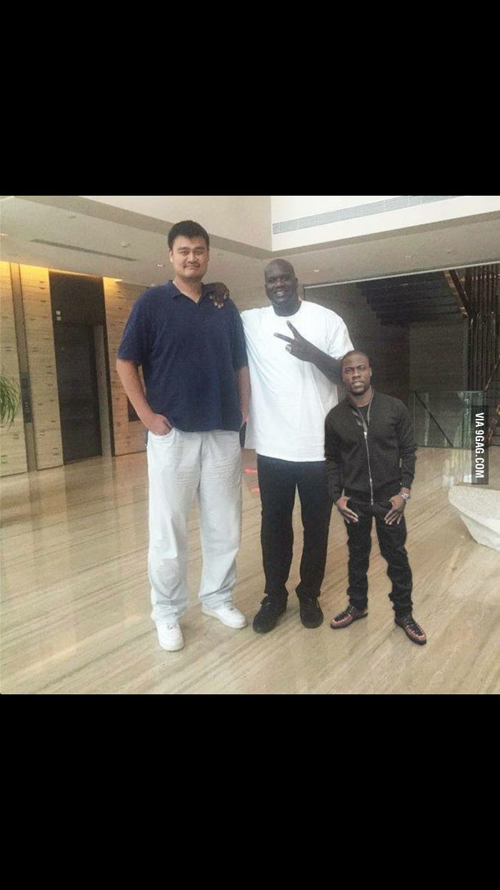 Yao Ming, Shaq O'Neil and Kevin Hart on one photo - 9GAG