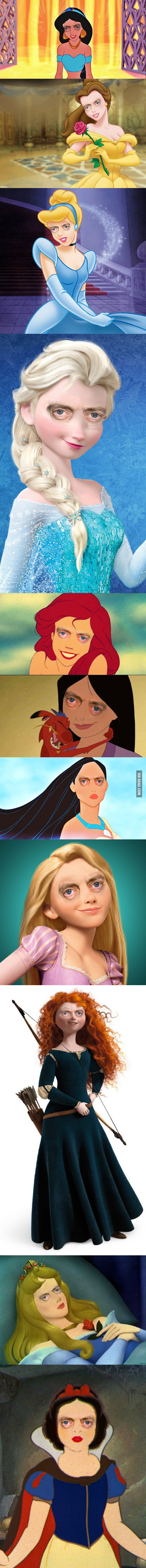 Disney Princesses with Steve Buscemi's Eyes