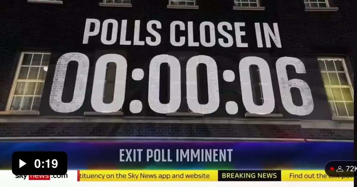 Sky news anchors live on air reaction to exit poll of 2024 UK election ...