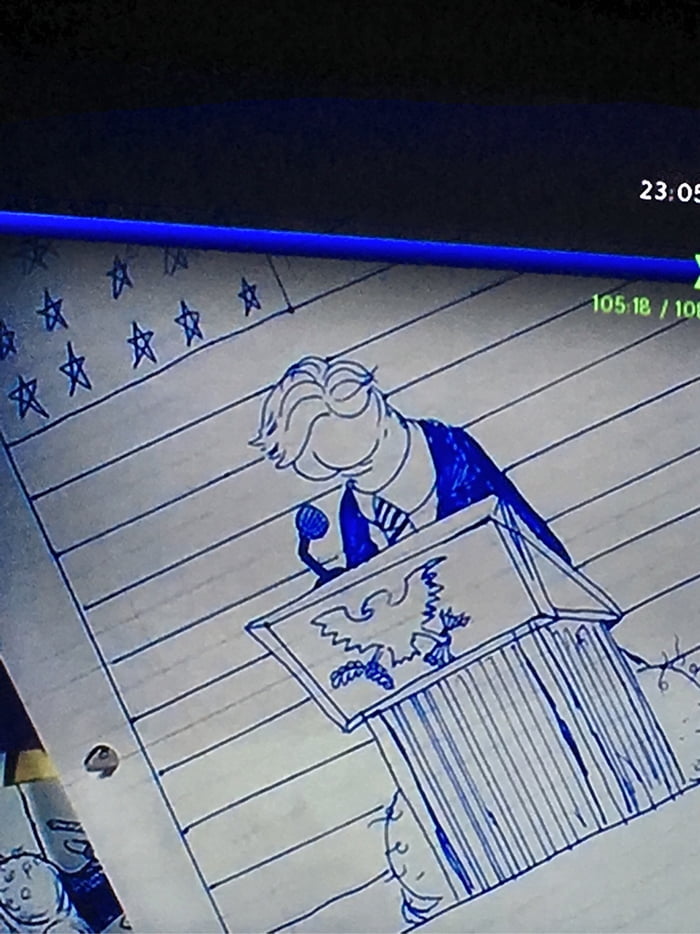 In the Movie Superbad is Donald Trump drawn as a dick President. That Movie  is from 2007 - 9GAG