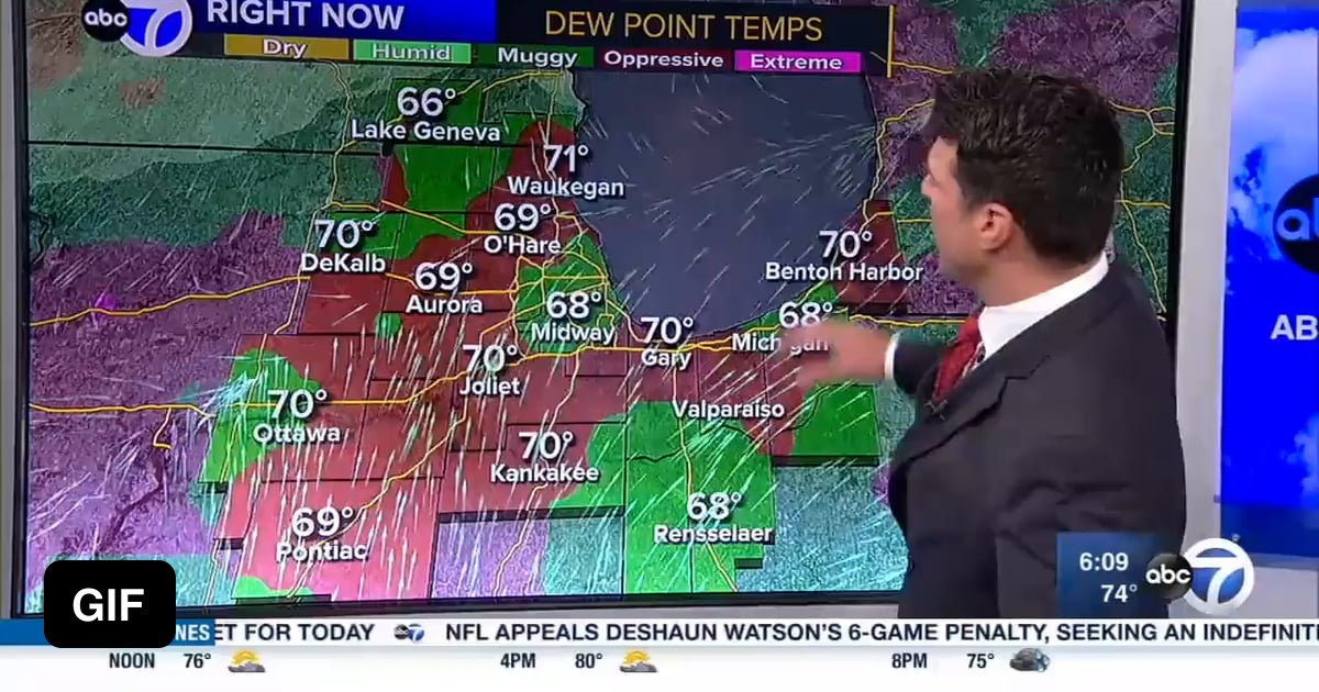 Weatherman discovers his monitor has a touch screen. - 9GAG