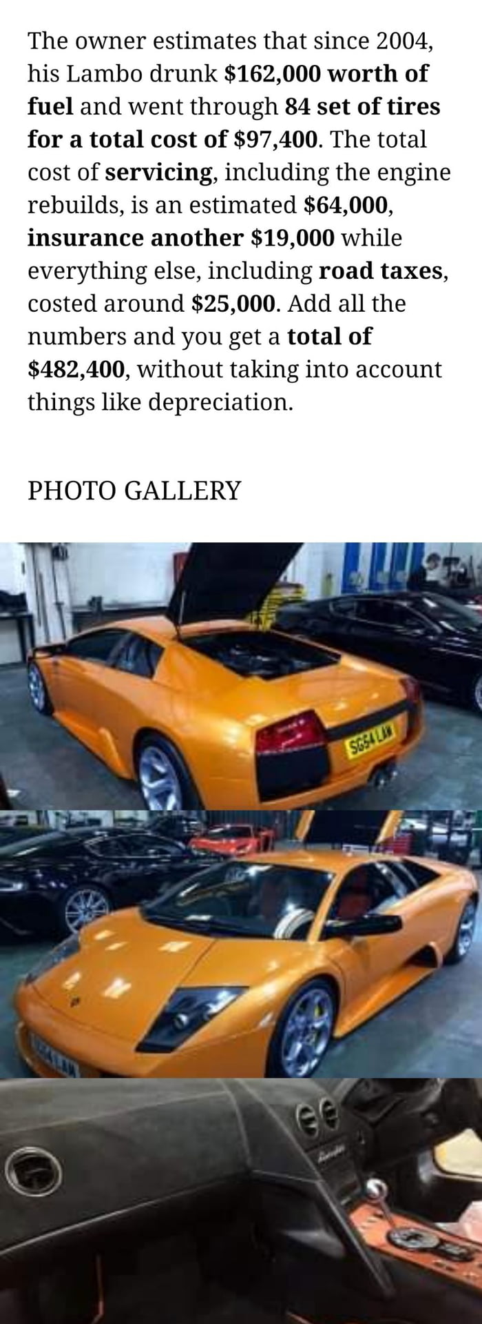This Is How Much It Costs To Run A Murcielago For 260,000