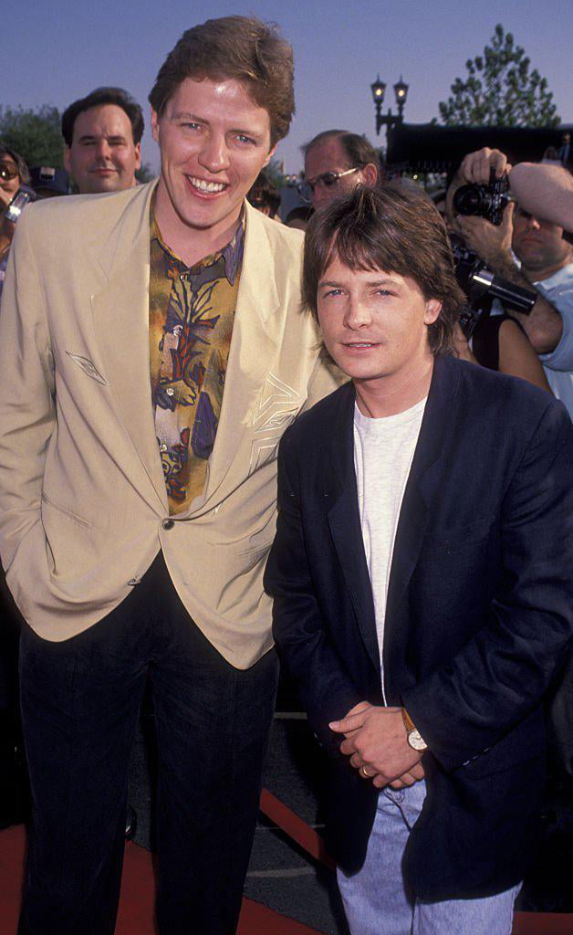 Thomas F. Wilson (Biff Tannen) and Michael J. Fox (Marty McFly) at the