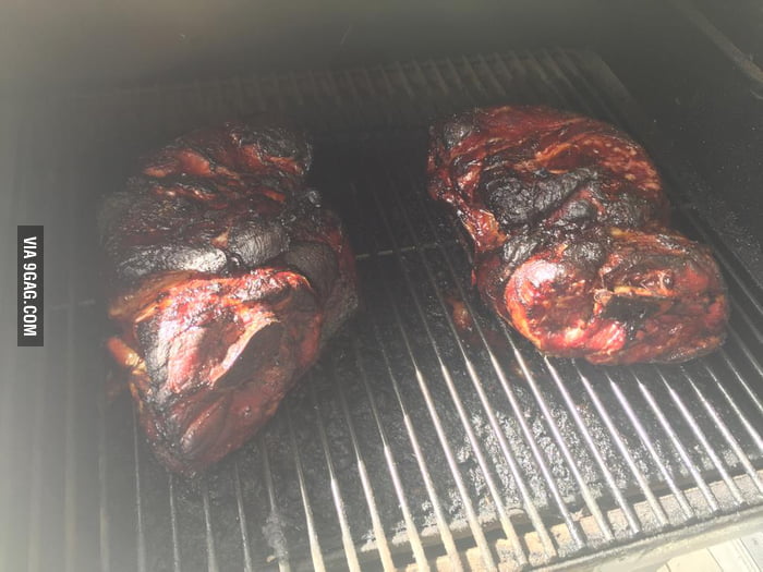 Hour #10 of my pork shoulder smoke - 9GAG