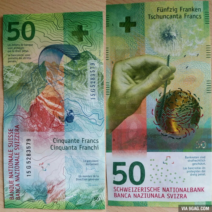 The new 50 Swiss francs bill. Fabulous as f**k - 9GAG