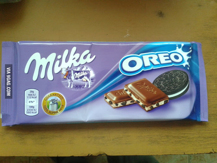 Milka Chocolate Bar With Integrated Oreo Cookies 9gag 2380