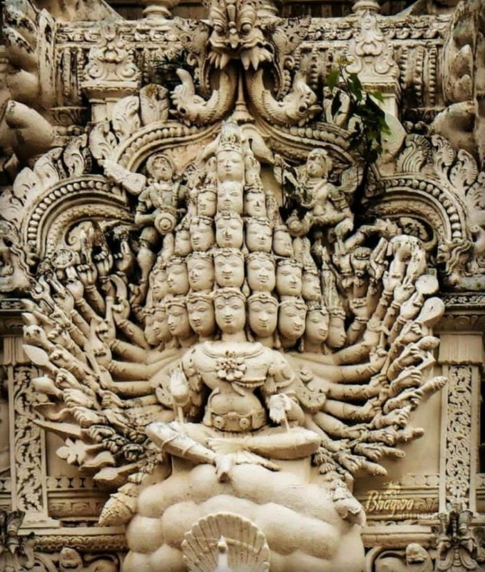Statue of a Hindu God Made Out Of One Granite Block in Tamil Nadu