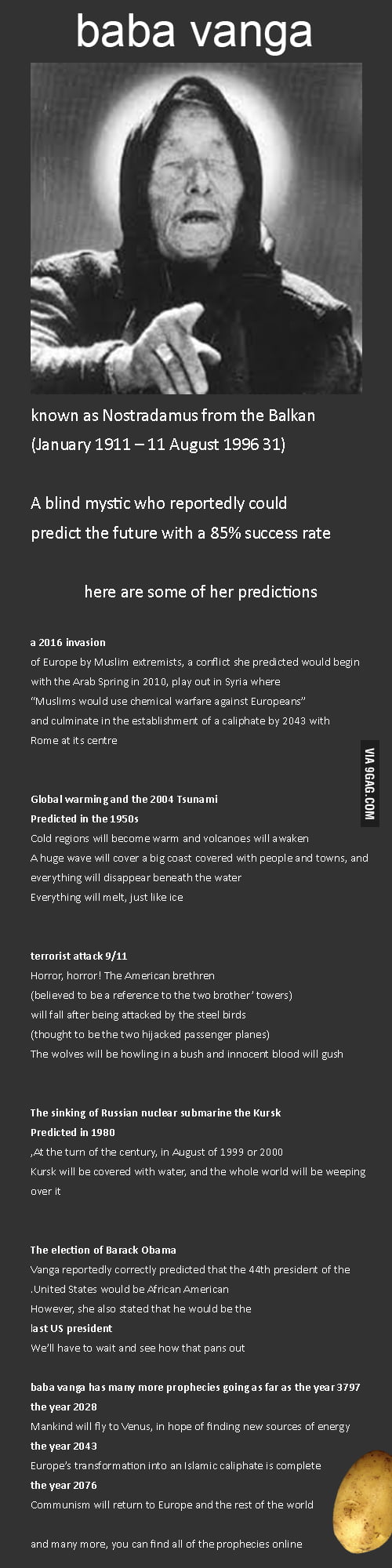 Baba Vanga, The Woman Who Predicted The Future - 9GAG