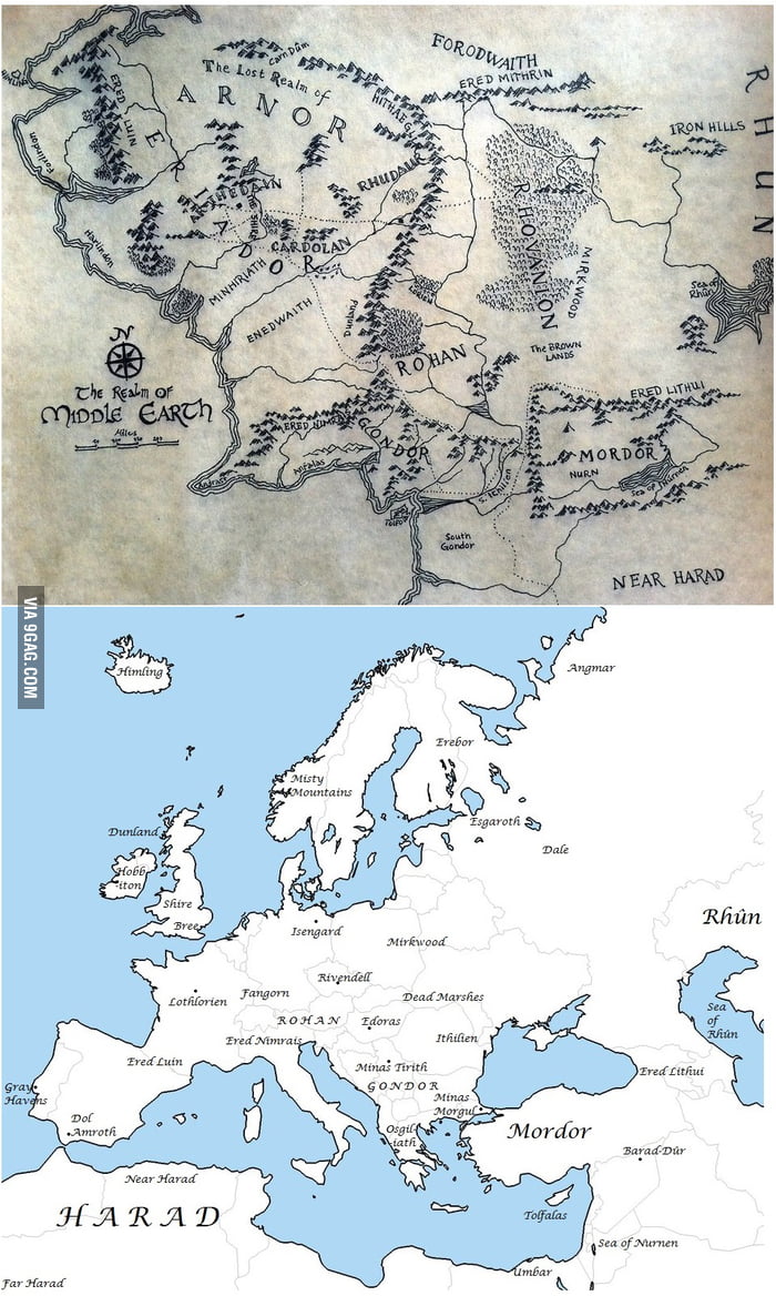 middle earth map overlay europe