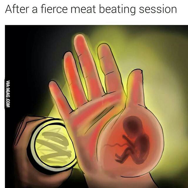 a fierce Meat beating session - 9GAG
