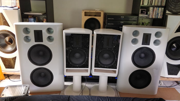 Family photo of my DIY 5.2 system, fully active, driven by a total of ...