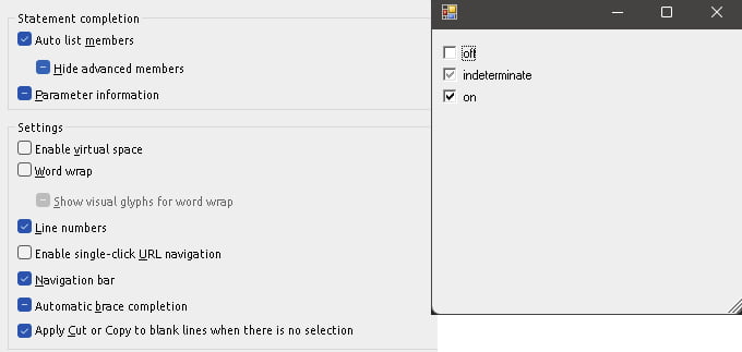 Checkboxes in windows 11 vs older windows. Notice the tiny dash in the ...