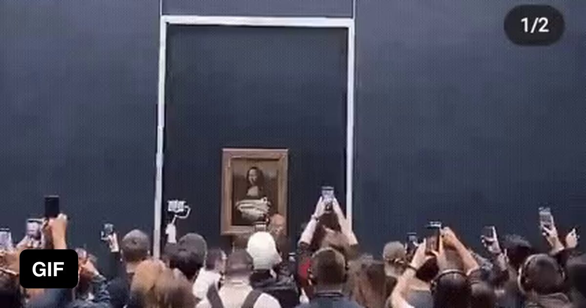 Someone threw a cake at the Mona lisa today. 9GAG