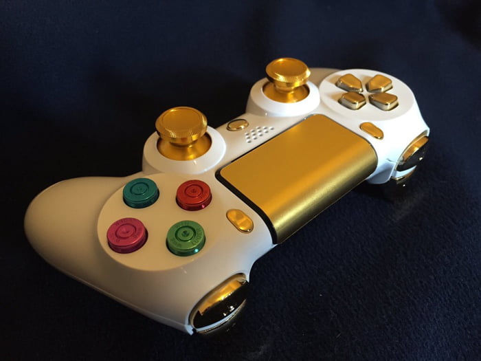 white and gold ps4 controller