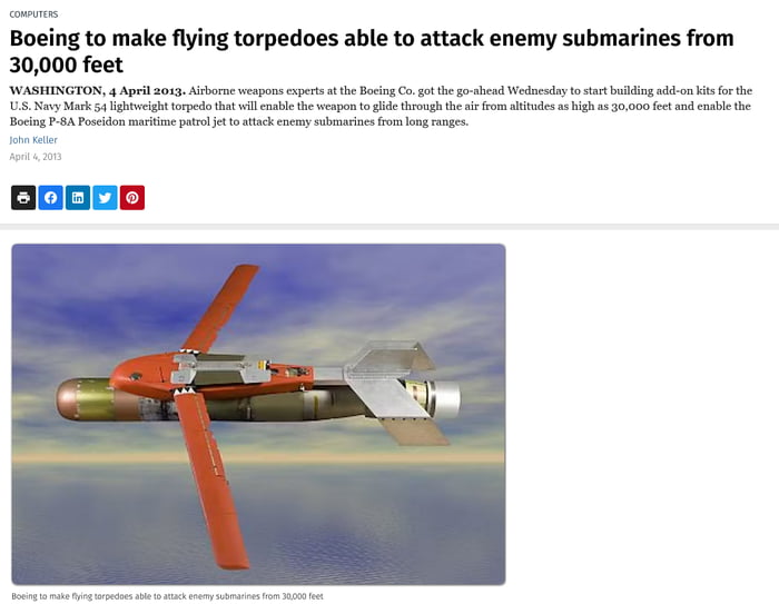Did you know that Boeing even produces a FLYING TORPEDO? ... HAAWC ALA ...