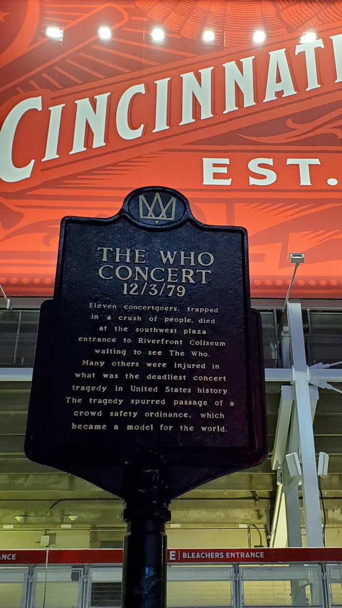 The plaque in Cincinnati commemorating The Who concert tragedy in 1979 ...