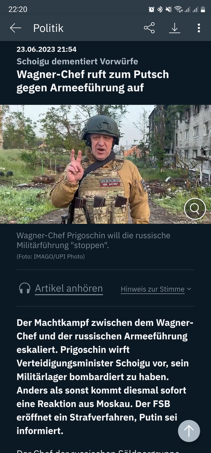 Sorry for german. Wagner calls for a coup because russians beeing ...