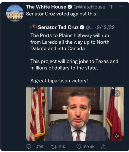 The White House Account Putting Ted Cruz On Blast 🤣 - 9GAG