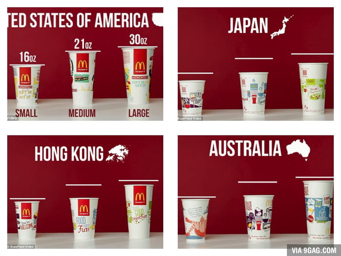 McDonald s Cup Size Compared To US 9GAG