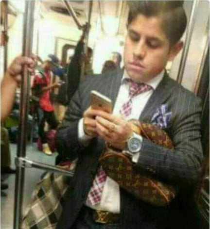 When you have CK, Louis Vuitton, Armani, Apple, but ride the metro