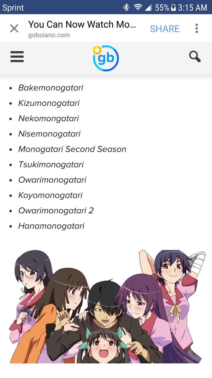 Monogatari Series (Bakemonogatari) Watch Order - by Simok123 | Anime-Planet