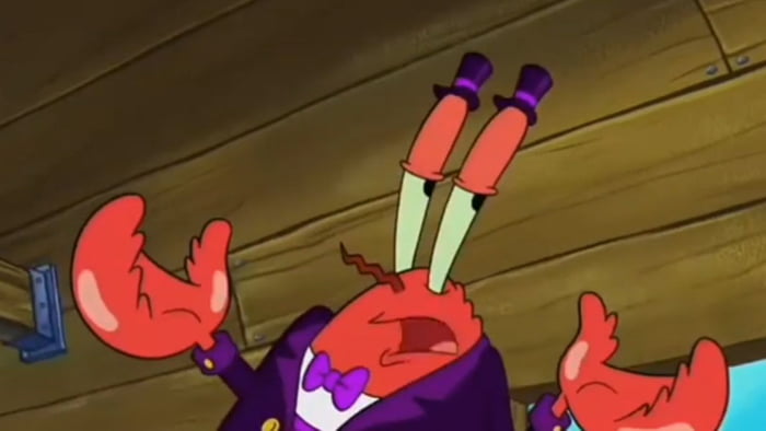 This is how Mr. Krabs wear hat(s) - Funny.