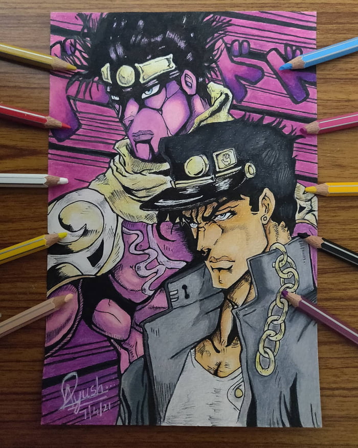 Jotaro Kujo and Star Platinum fanart . - 9GAG