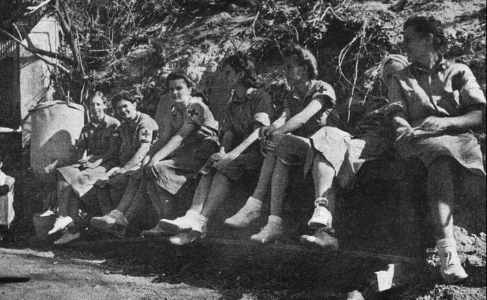 American Army nurses after the surrender of Corregidor await transfer ...