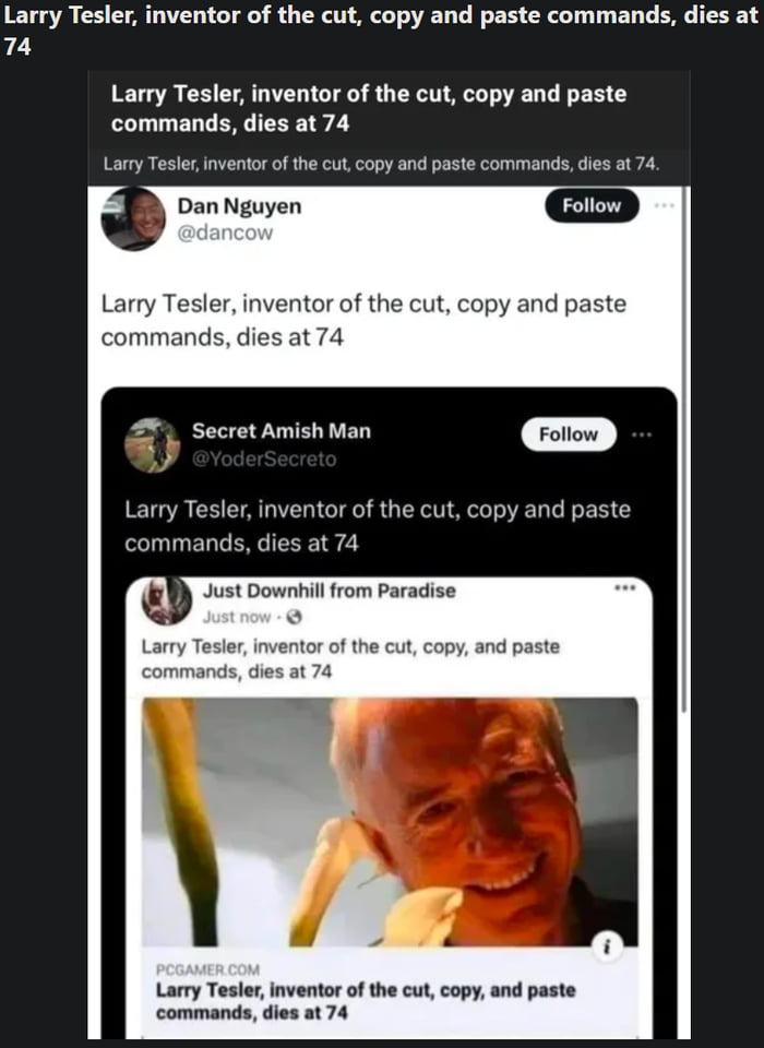 Larry tesler inventor of the cut copy and paste commands dies at 74