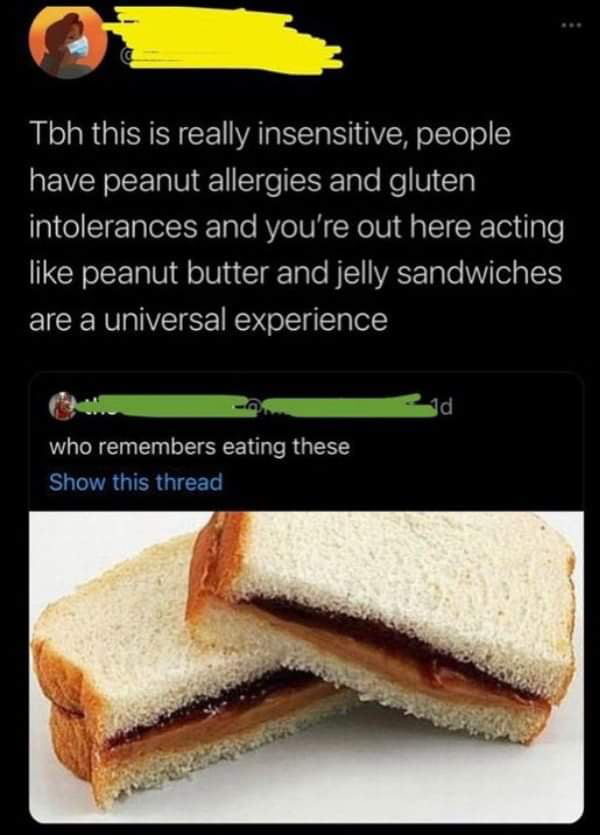 Someone was offended by a peanut butter and jelly sandwich 9GAG