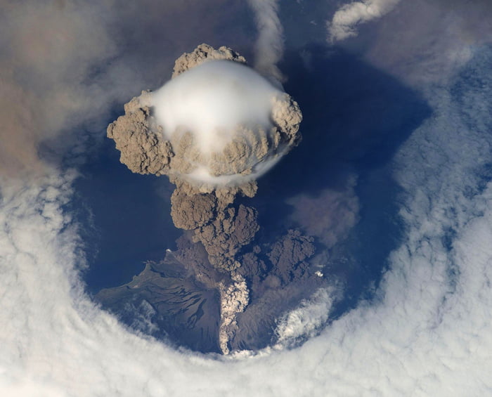 Sarychev Volcano volcanic eruption as seen from space! - 9GAG