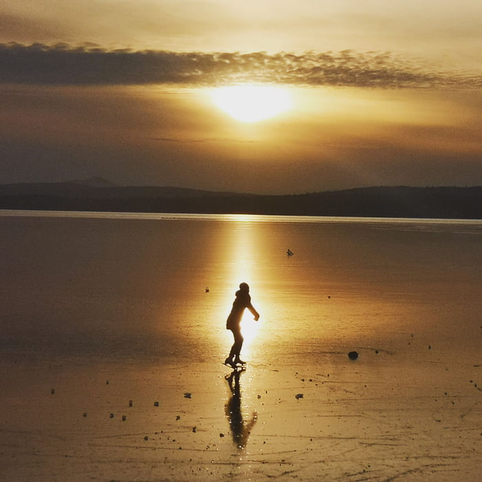 Skating in Magog quebec Was waiting for someone to cross this golden