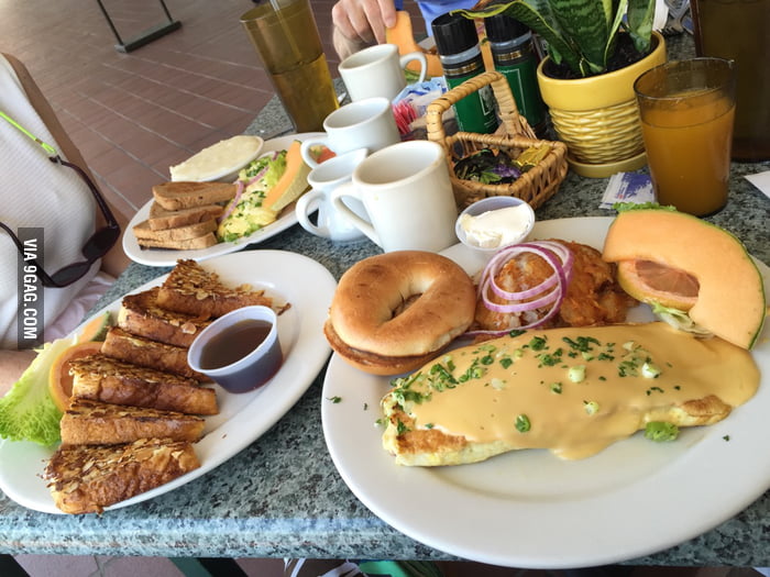 Western Omelet and Pecan French Toast from John G's - 9GAG