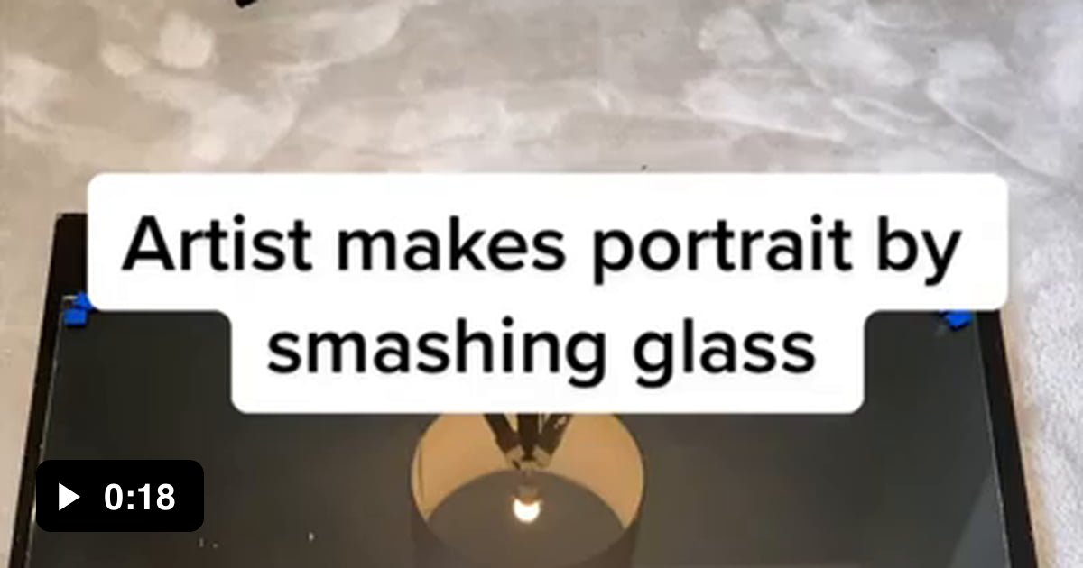 Artist make portrait by smashing glass. 9GAG